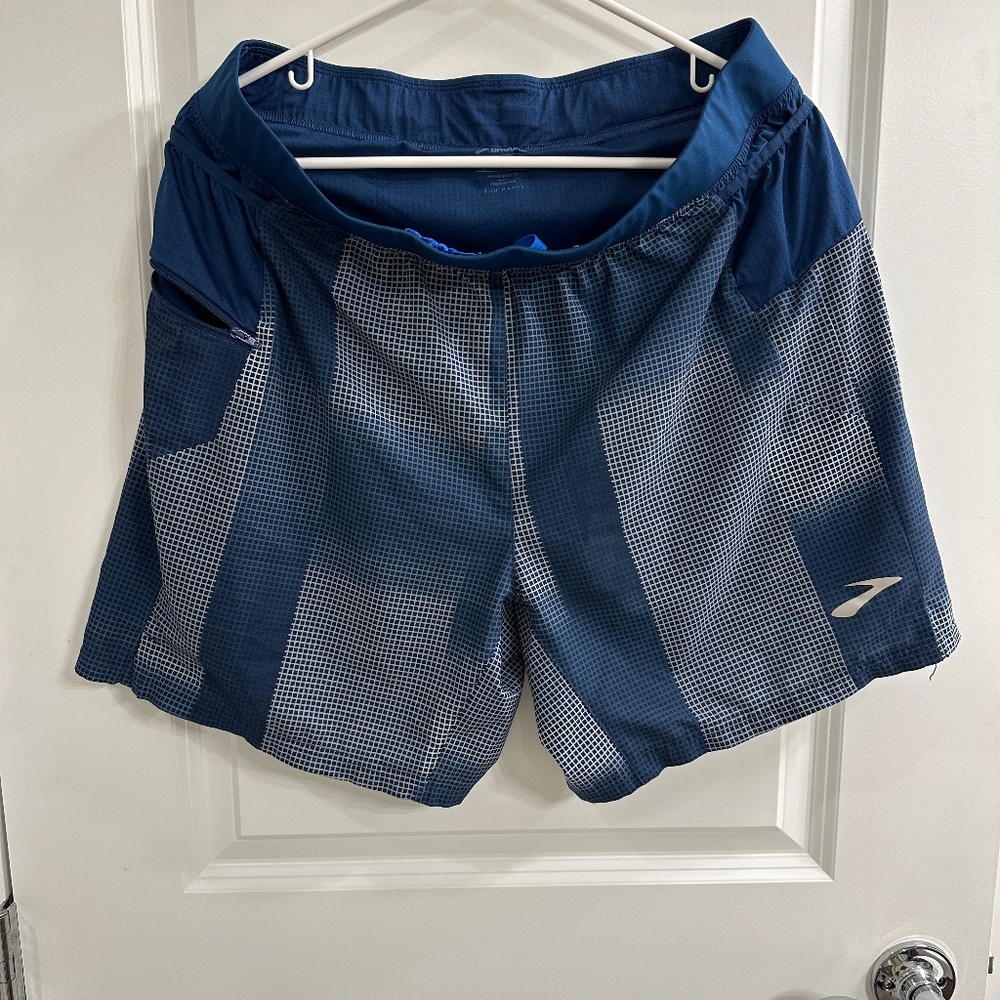 Brooks Men's Running Shorts - Size Medium/M, Blue pattern